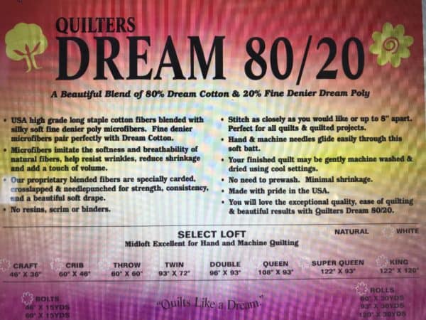 Quilters Dream 80/20 Blend Batting