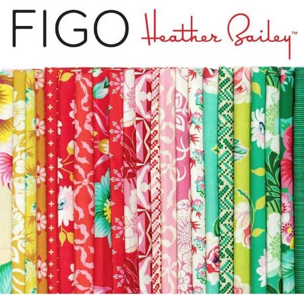 true kisses, figo fabrics, heather bailey, floral, green, cream, pink, orange, red, green