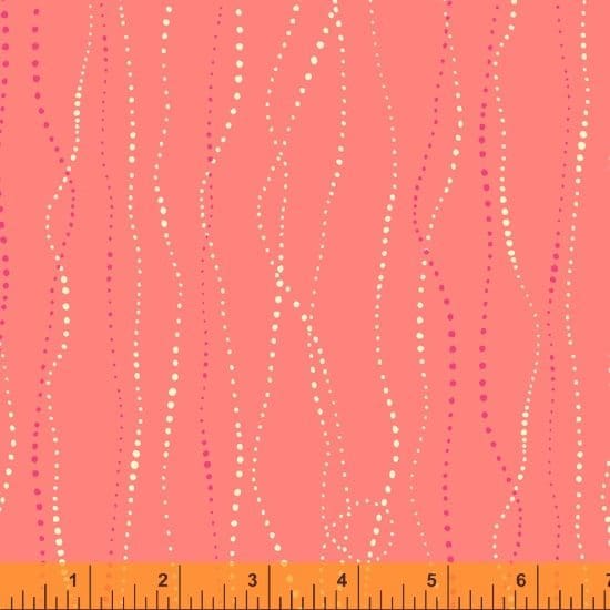 colourful linear dot patterns on a coral background